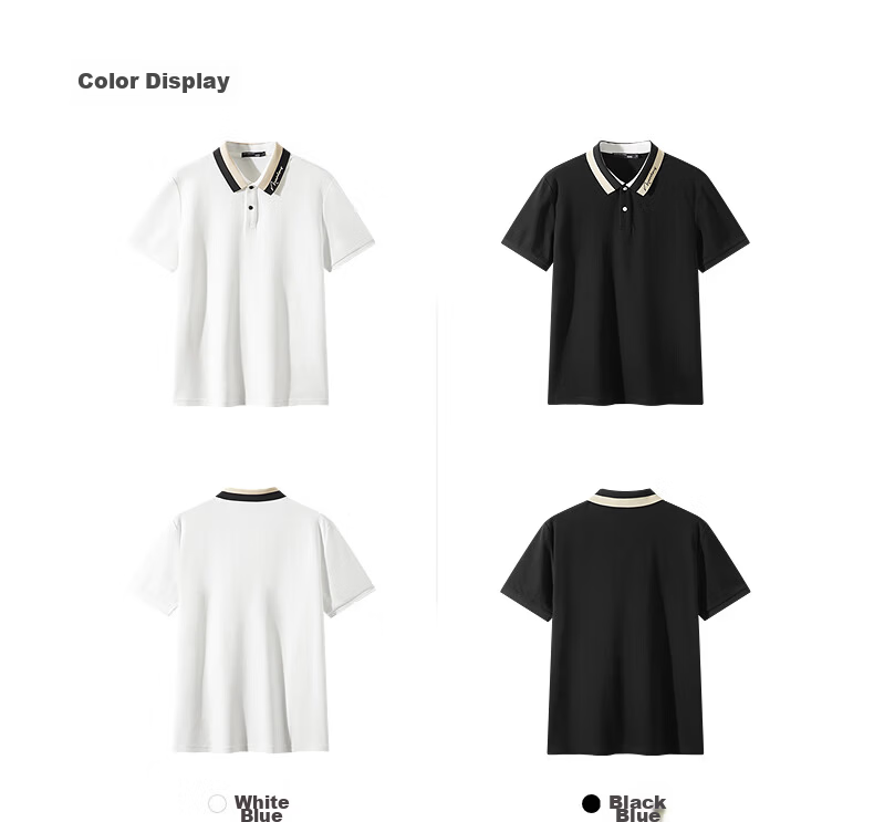 GXG Summer Men's Slim Fit Casual Simple Two-Tone Colorblock Comfortable Short Sleeve Polo Shirt 3