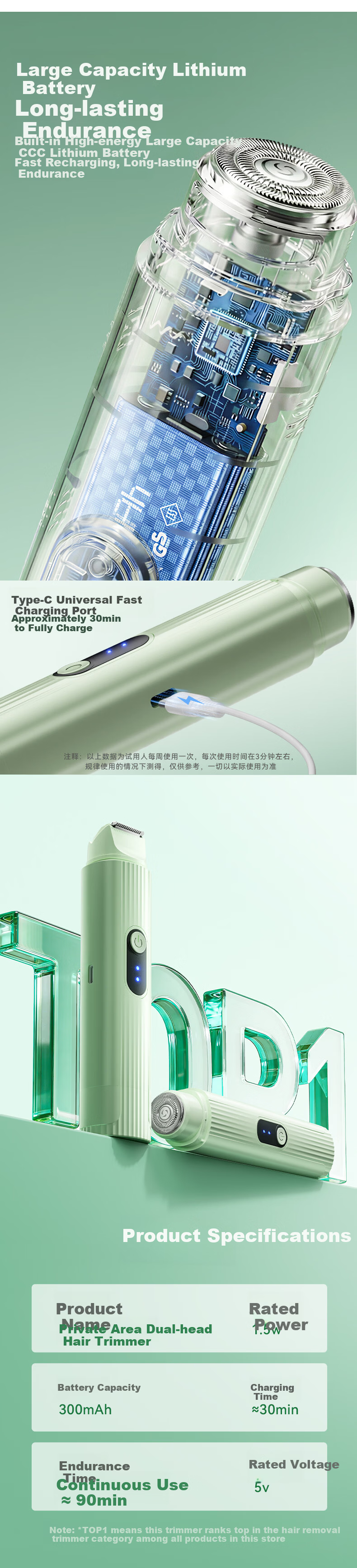 HYUNDAI Dual-Head Electric Intimate Hair Trimmer for Men and Women - Pubic, Underarm, Body, Leg, Lip Hair Removal Device, Full-Body Grooming Tool, Birthday and Summer Gift 5