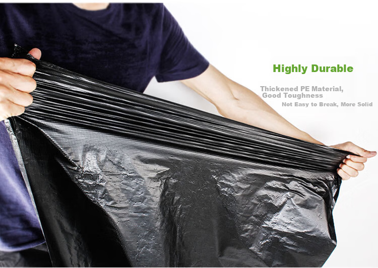 LAUTEE Large Black Vest Garbage Bags Sanitation Property Handheld Plastic Bags YM076 Thickened 65*97cm 50pcs/pack 2
