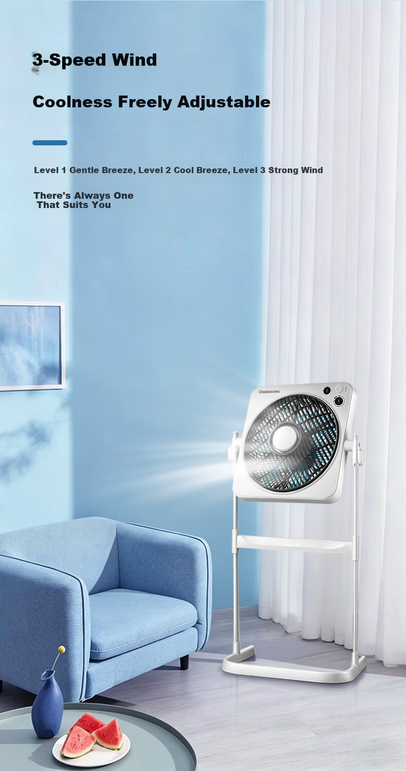 CHANGHONG Adjustable Steel Frame Pedestal Fan Home Floor Fan Dormitory Table Fan Desktop Timer Small Fan Six-Blade Soft Wind Fan FS-ZJ501 3