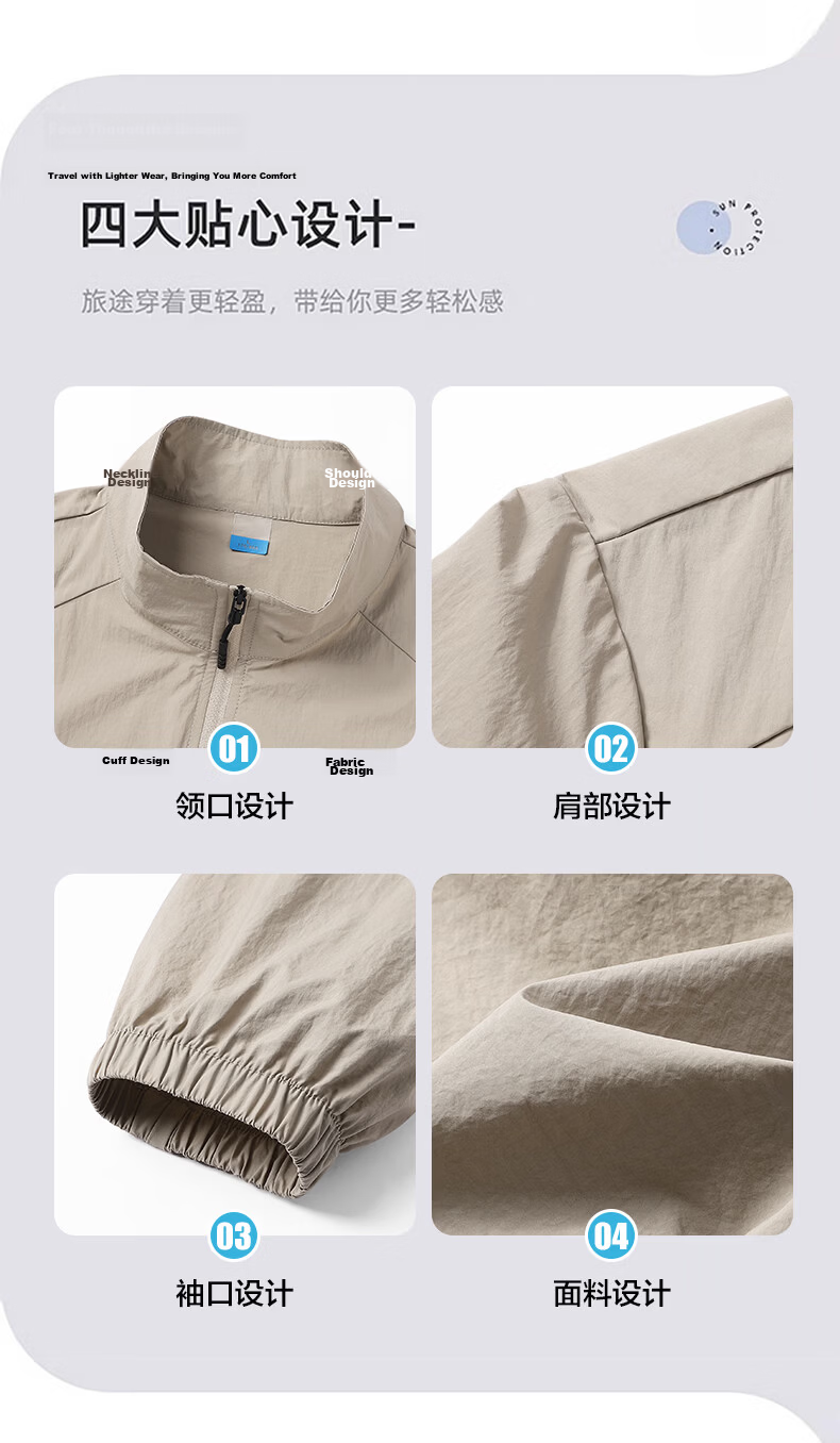 ROMON Father's Day Gift Men's Sun Protection Jacket Long Sleeve Lightweight Breathable Skin Jacket 3