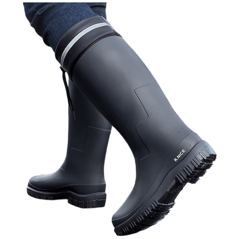 Beimei Men's Rain Boots, Waterproof Shoes for Adults, Non-Slip Fishing High-Top Delivery Rider Water Boots Rubber Shoes Rain Boots for Me