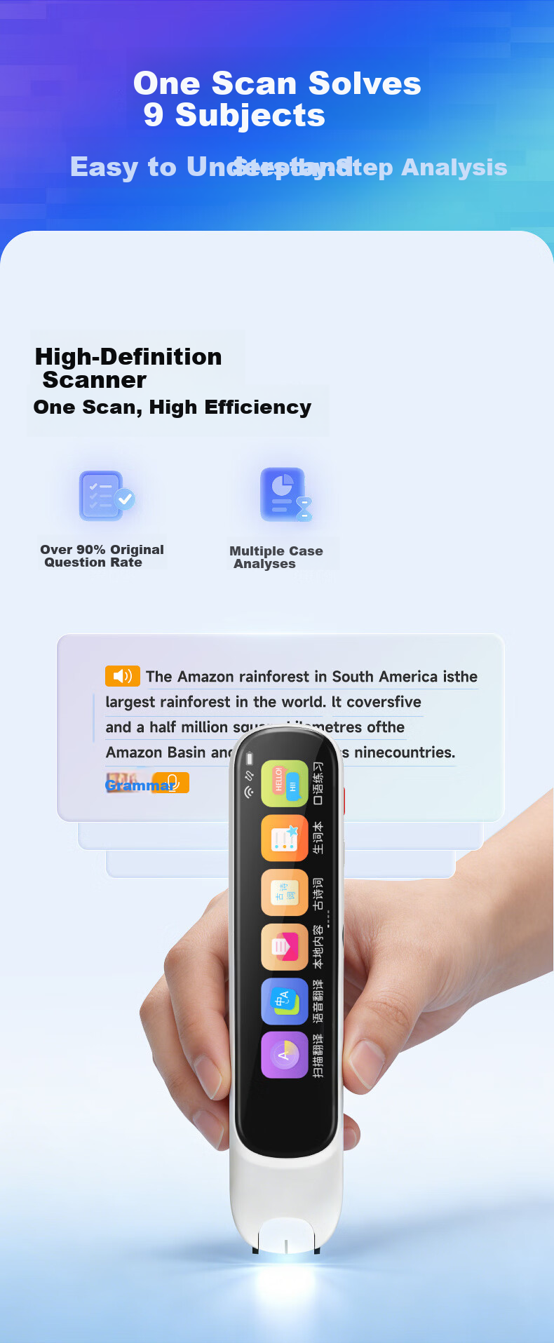 Ozing [40+ Warehouse Fast Delivery] K3 English Reading Pen Electronic Dictionary Scanning Pen Universal for All Subjects Elementary, Middle And High School Synchronized Textbooks Gift Portable Learning Device 9