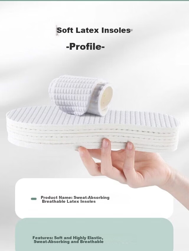 Vitality Summer Thin Latex Insoles Women's Barefoot Non-Slip Odor-Resistant Sweat-Absorbing Breathable Soft Elastic Long-Standing Comfort Military Training Men 13