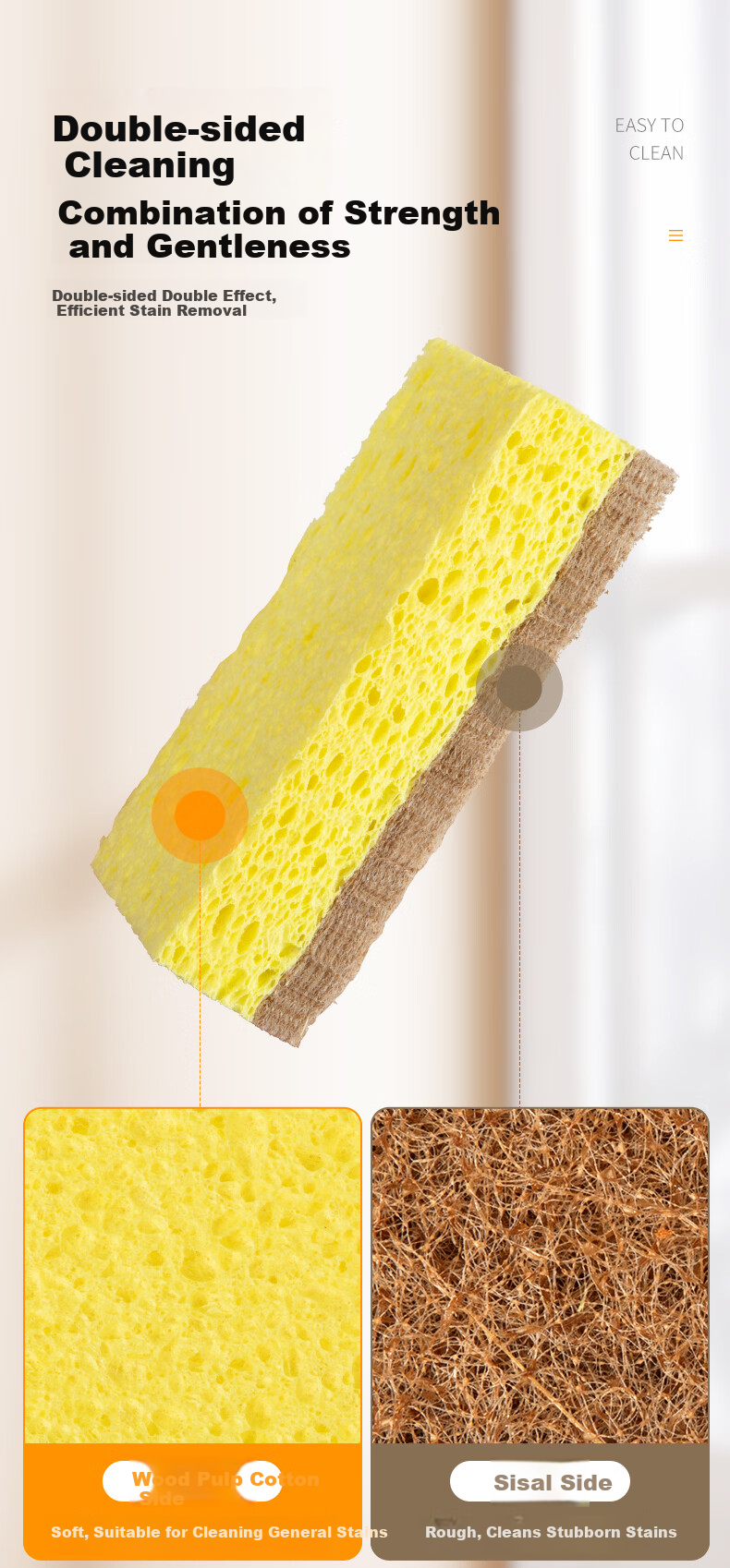 Shijia Wood Pulp Cotton Cleaning Cloth 11×6.8×2.1CM*3pcs Non-Scratch Kitchen Degreasing Pot Washing Sponge Scrubber 3