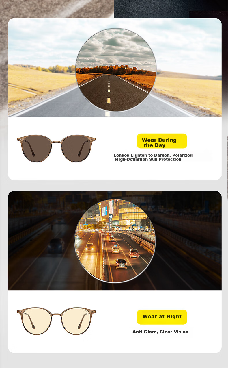 CAPONI Photochromic Night Vision Sunglasses for Women UV Protection Day and Night Driving Anti-Glare Polarized Sunglasses 13