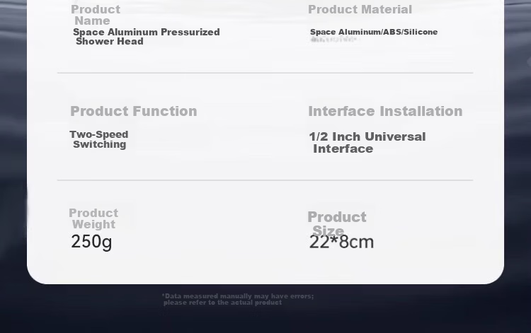 ILeddog [Germany] High-Pressure Shower Head Space Aluminum Handheld Bathroom Shower JS Handheld 18