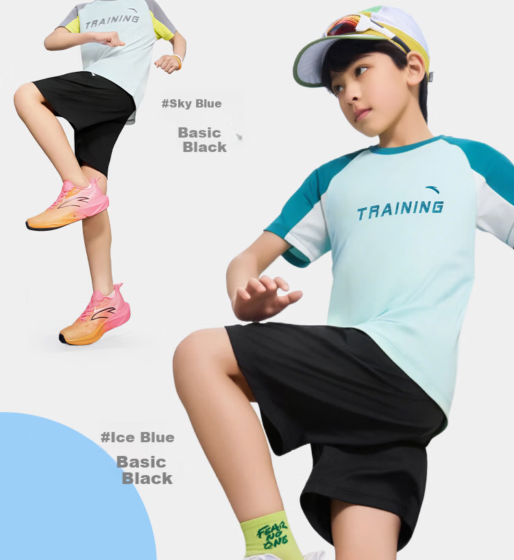 Anta Kids Sports Quick-Dry Set 2026 Summer Short Sleeve and Shorts Moisture-Wicking Breathable Comfortable A72625712 11