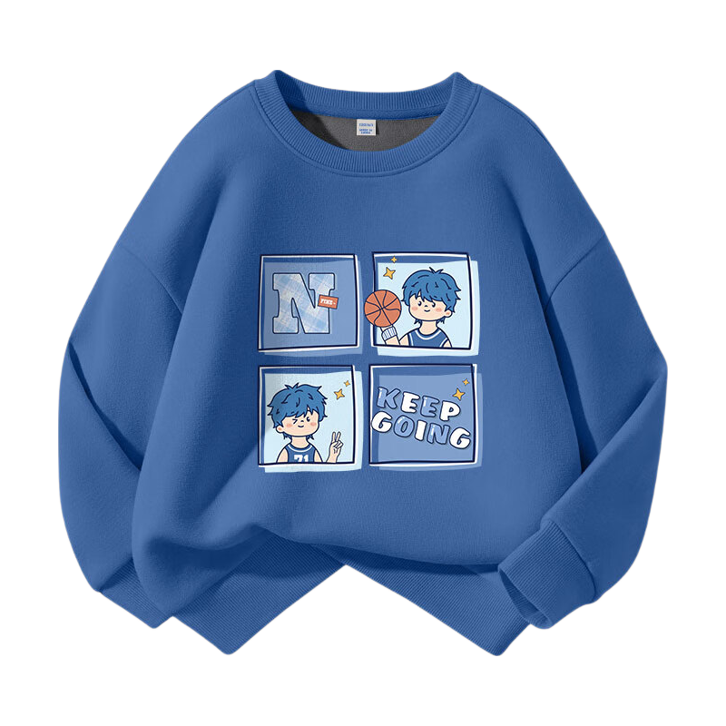 Baleno Boys' Fleece-lined Warm Base Round Neck Top for Autumn/Winter 2025 Children's Wear Boys' Long-sleeved Winter Coat