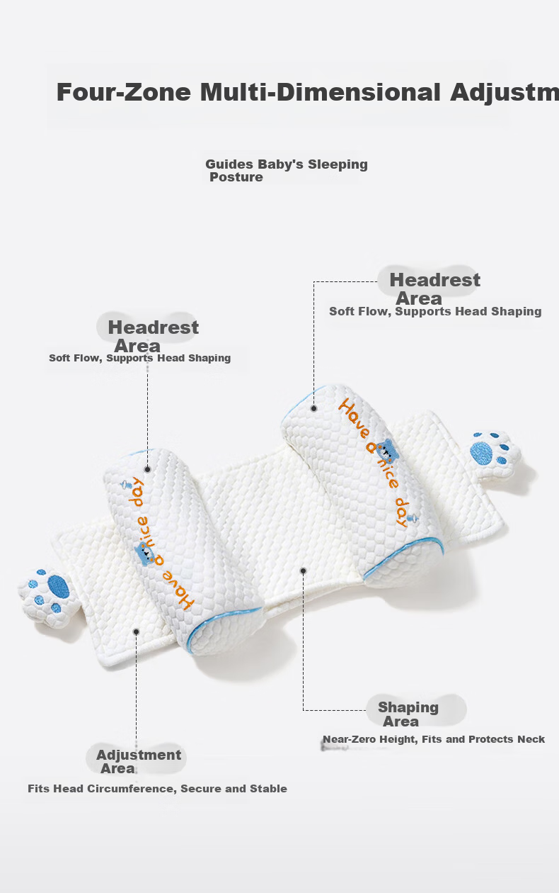 Ipoosi Baby Millet Shaping Pillow 0-6 Months Round Head Sleep Anti-Flat Head Removable Washable Newborn Adjustable Pillow 3