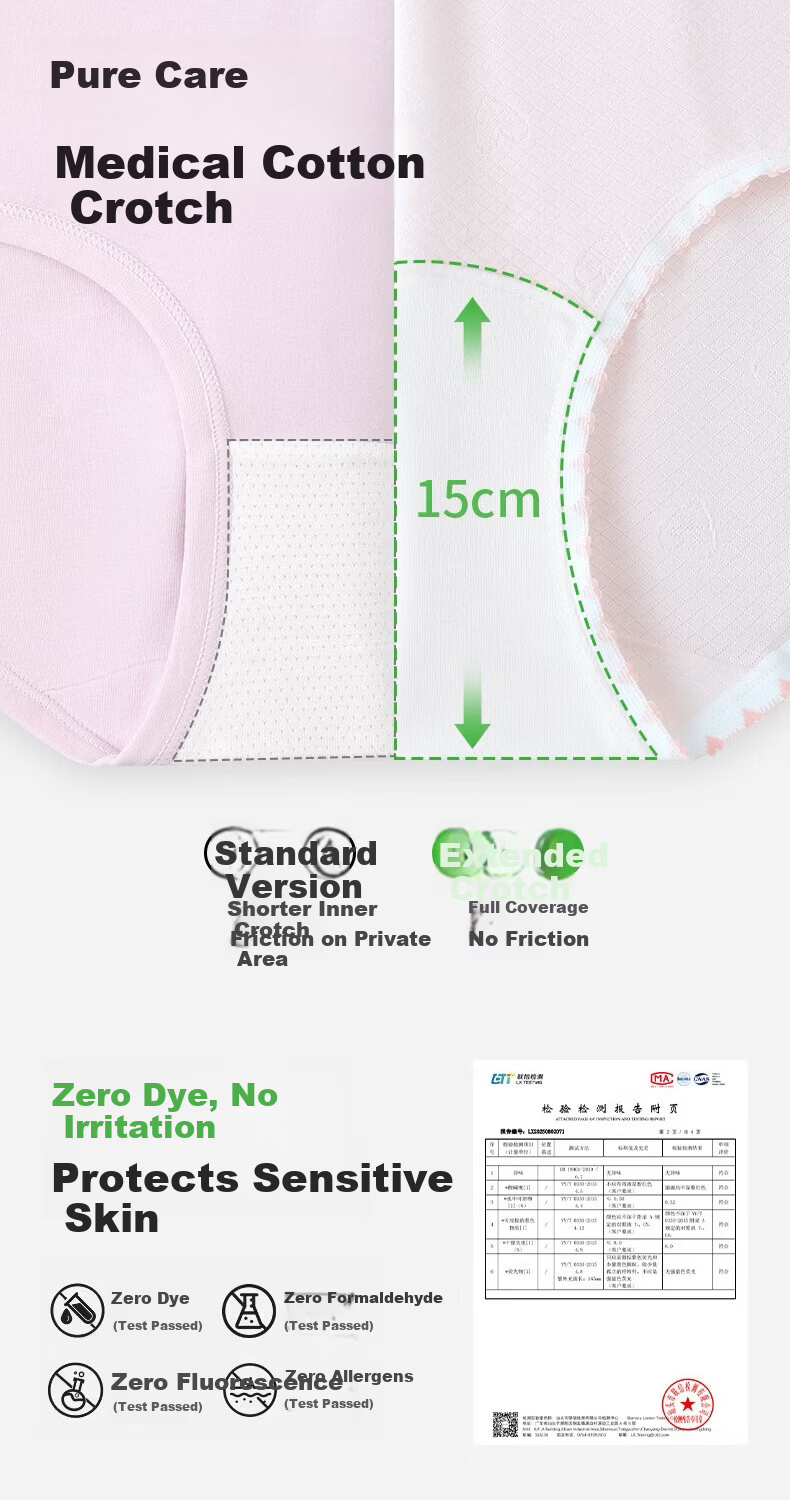 Herbal Fresh Green Teen Girl Ice Silk Panties Cooling Breathable Tencel Gusset 10A Antibacterial Skin-Friendly Comfortable Sterile Packaging 10