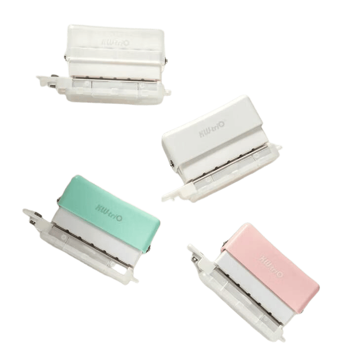 Sannianerban 6-Hole Mini Manual Hole Puncher for A4 Loose-Leaf Notebooks, Journal, Documents, Small Mini Hole Puncher Binding Machine Round Ring Multi-Hole White