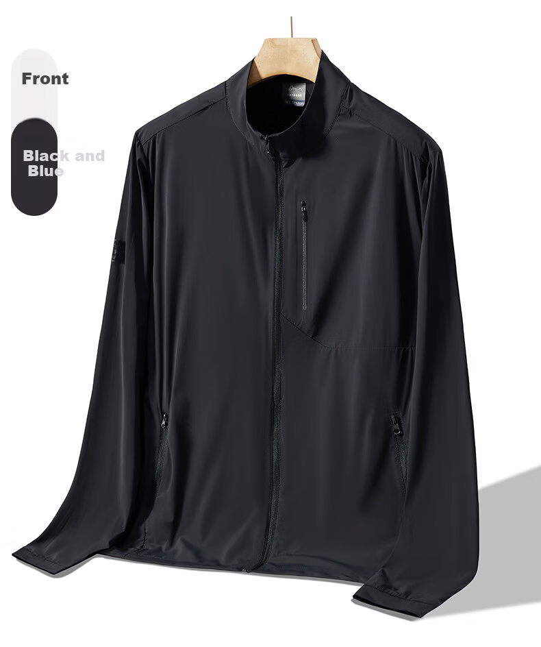 ROMON Men's Summer Thin Quick-Dry Ice Silk Breathable Stand Collar Executive Jacket Quick-Dry Coat 001 Light Gray L 12