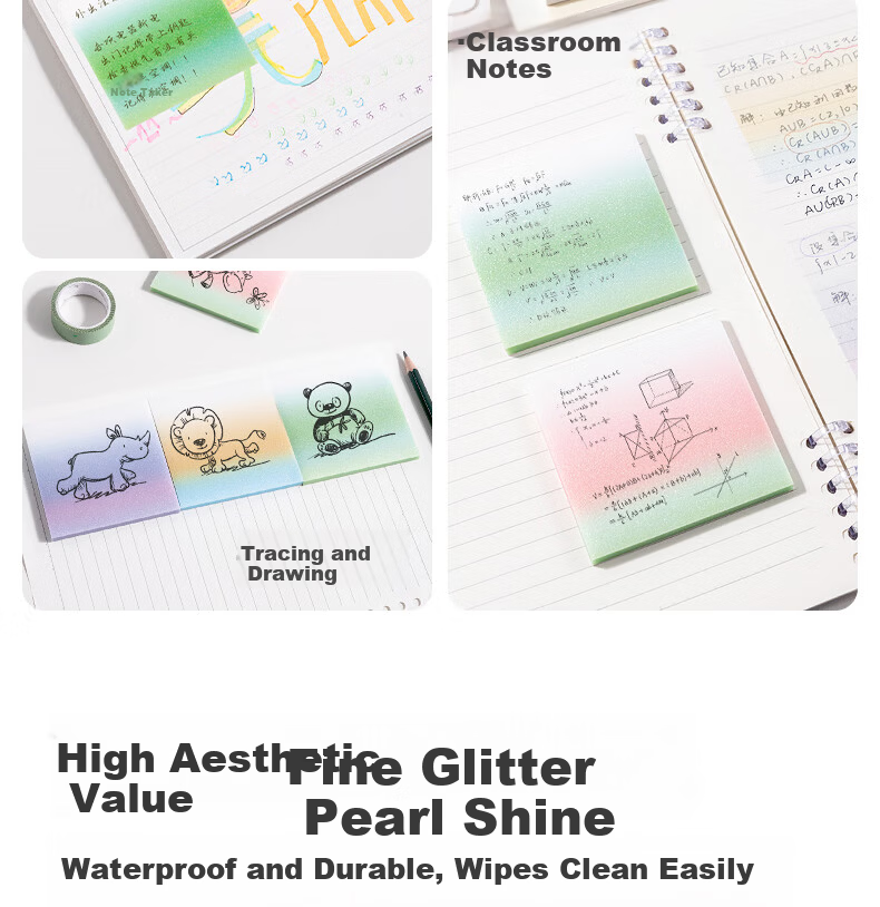 Deli Gradient Memo Sticky Notes 76mm x 76mm Writable 50 Sheets/Pack BT405 10