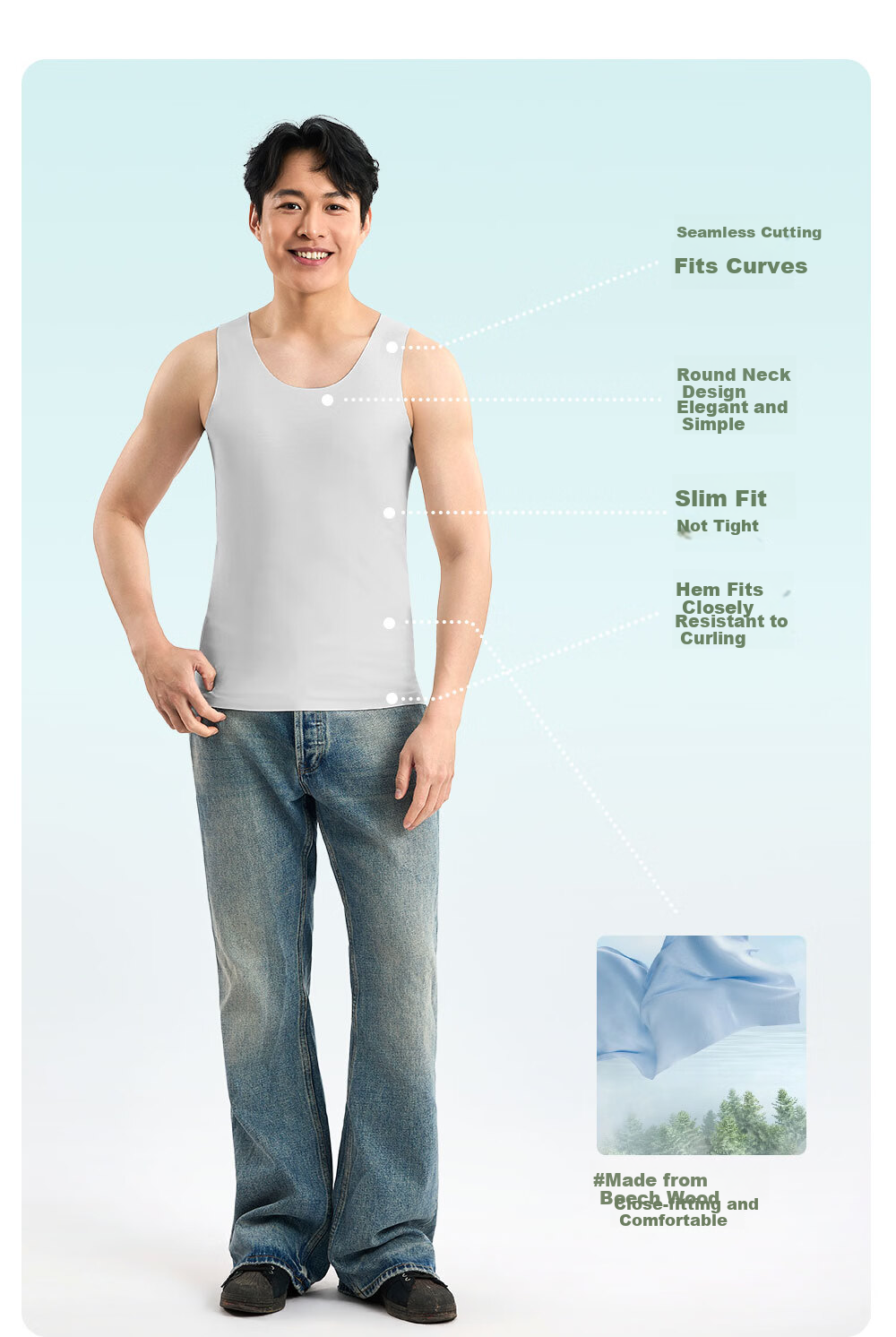 Jingshuran JD Own Brand Shu 80s Lenzing Modal Men's Seamless Vest 4
