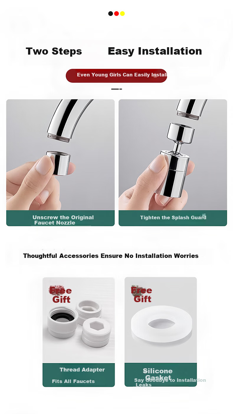 JROR [Germany] Kitchen Faucet Extender Splash-Proof Device Universal Splash Guard Stainless Steel Pressure-Boosting Aerator 9