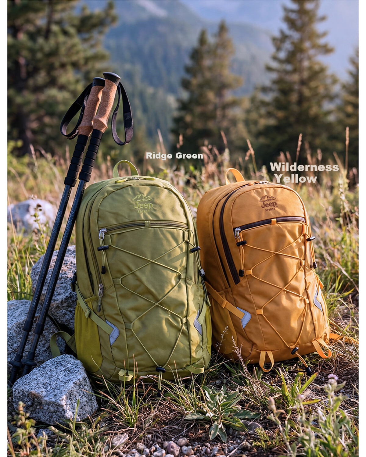 JEEP SPIRIT Outdoor Hiking Mountaineering Backpack Large Capacity Waterproof Camping Lightweight Travel Bag for Men and Women 26