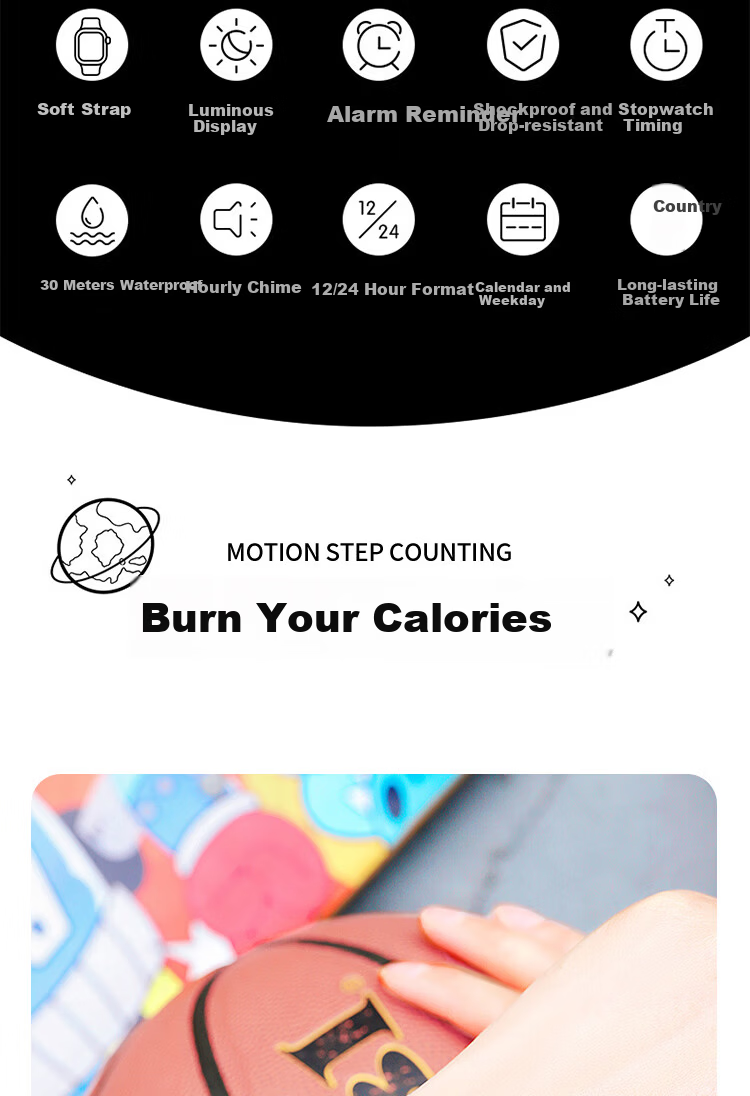 COJR Middle and High School Student Stopwatch Watch Boys Electronic Sports Waterproof Luminous 3