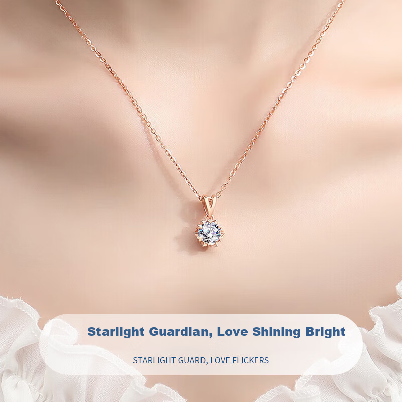 Kovni [Includes GRA Certificate] Moissanite Sterling Silver Snowflake Necklace for Women, Clavicle Chain, Birthday and Valentine's Day Gift for Girls