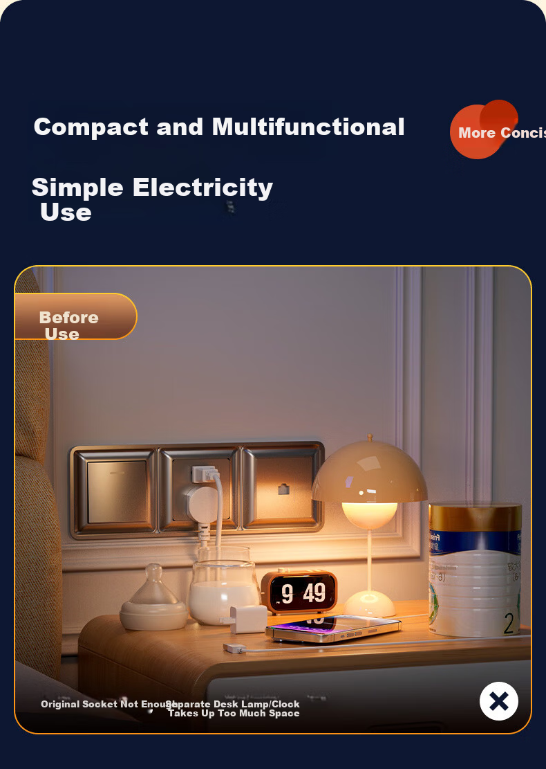 DUPAI Smart Remote Control Eye Protection Night Light Integrated Socket Bedside Table Lamp Bedroom Baby Nursing Maternity Baby Sleep Lamp 5