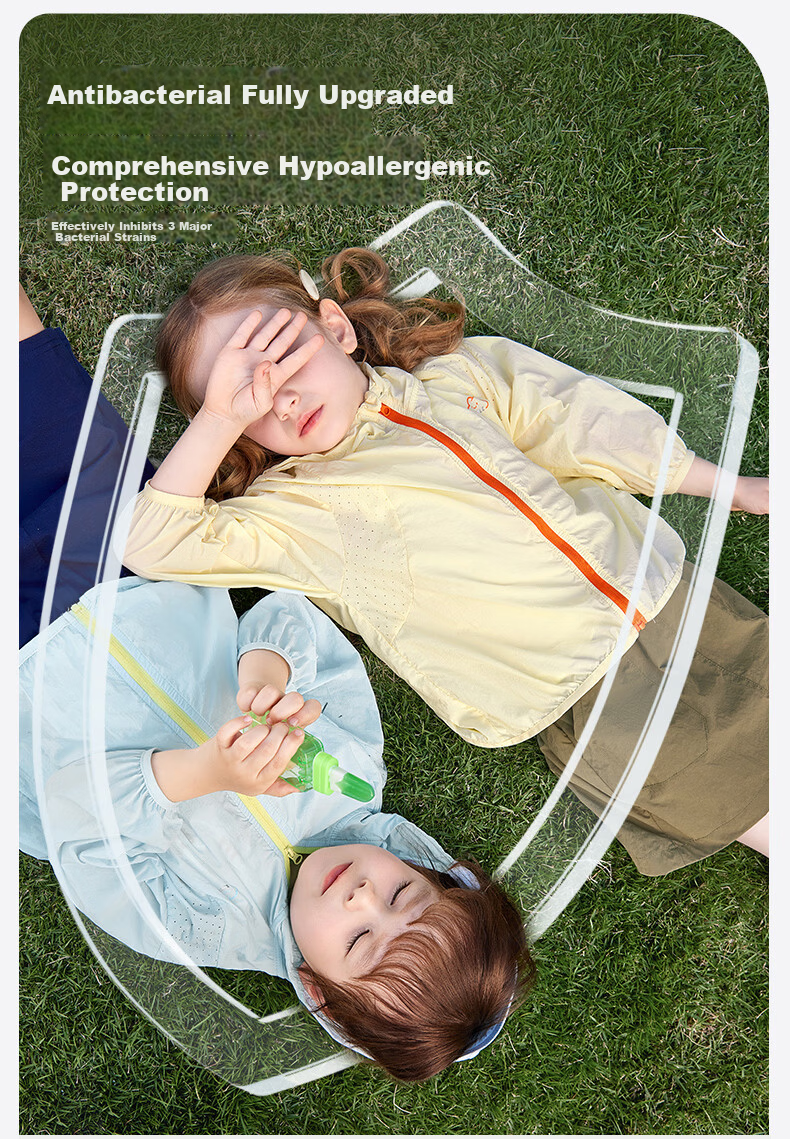 JELLYBABY Sun Protection Outdoor Windproof Pure Cotton Hooded Jacket 2026 New Summer Unisex Kids Sun Protection Coat Versatile for Middle Childhood 17