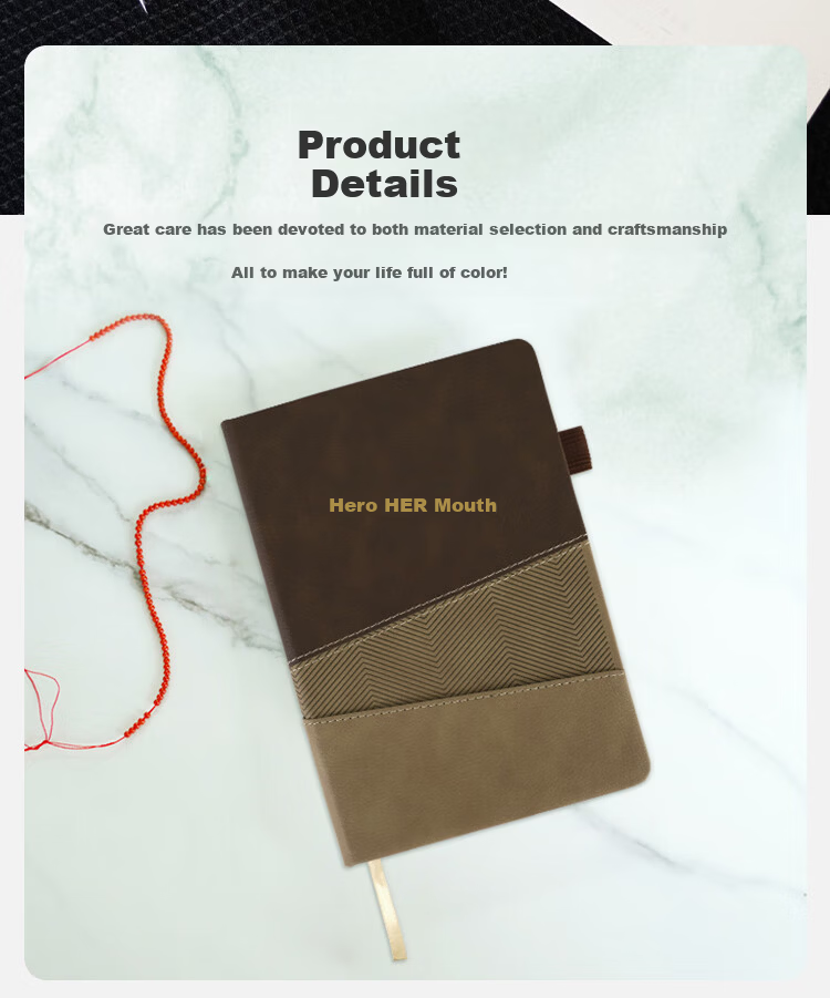 HERO New A5 Business Notebook Thickened Hard Cover Soft Leather Simple High-End Gift Meeting Portable Office Stationery Lined Detachable Diary Journal Binder 5