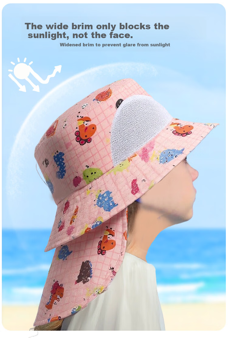 9i9 Kids Summer Sun Hat Baby Sunshade Hat Unisex Adjustable Bucket Hat Beach Hat Neck Protection F27 Pink 6