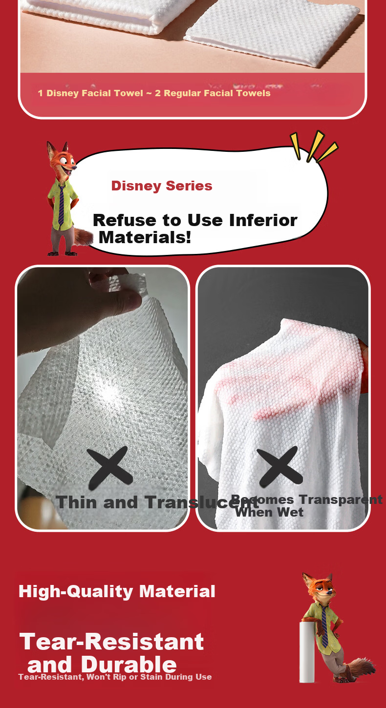 Cat Disney Zootopia Facial Wipes 180 Sheets*1 Pack Hanging Pearl Texture Soft Face Towels 20*20cm 7
