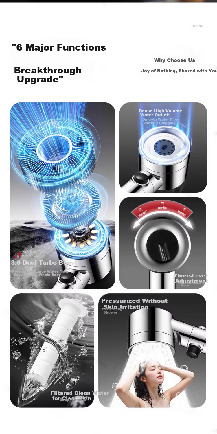 Del 28-Year Brand Pressurized Shower Head Bathroom Handheld Filtered Showerhead Set DP-01 2