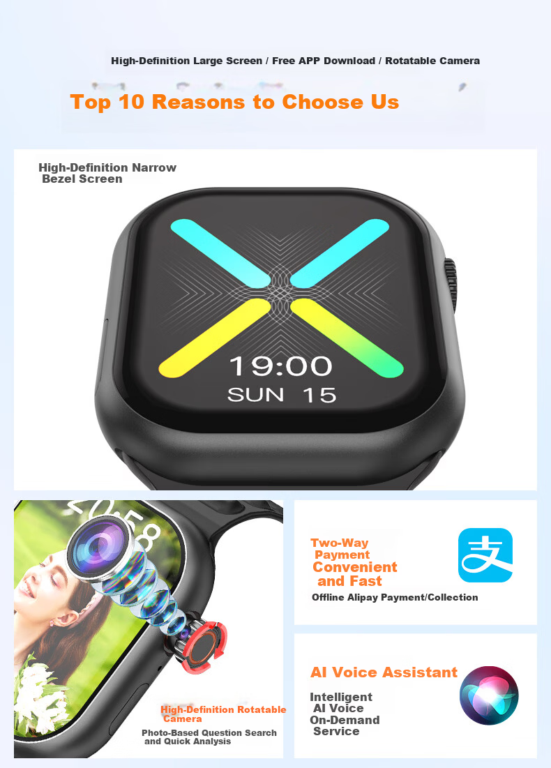 HUWXMAXI 5G Smart Kids Phone Watch for Elementary to High School Students, Full Network, Waterproof, GPS Positioning, 4G SIM Card Compatible 2