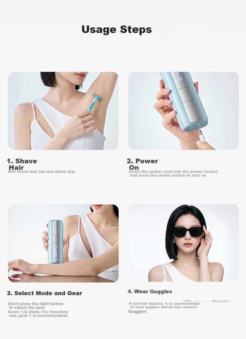 Lenovo Sapphire Hair Removal Device High Power Ice Point Private Area Lip Armpit Full Body Bikini Unisex Home Use Body Shaver Mother's Day Girlfriend 520 Gift 17