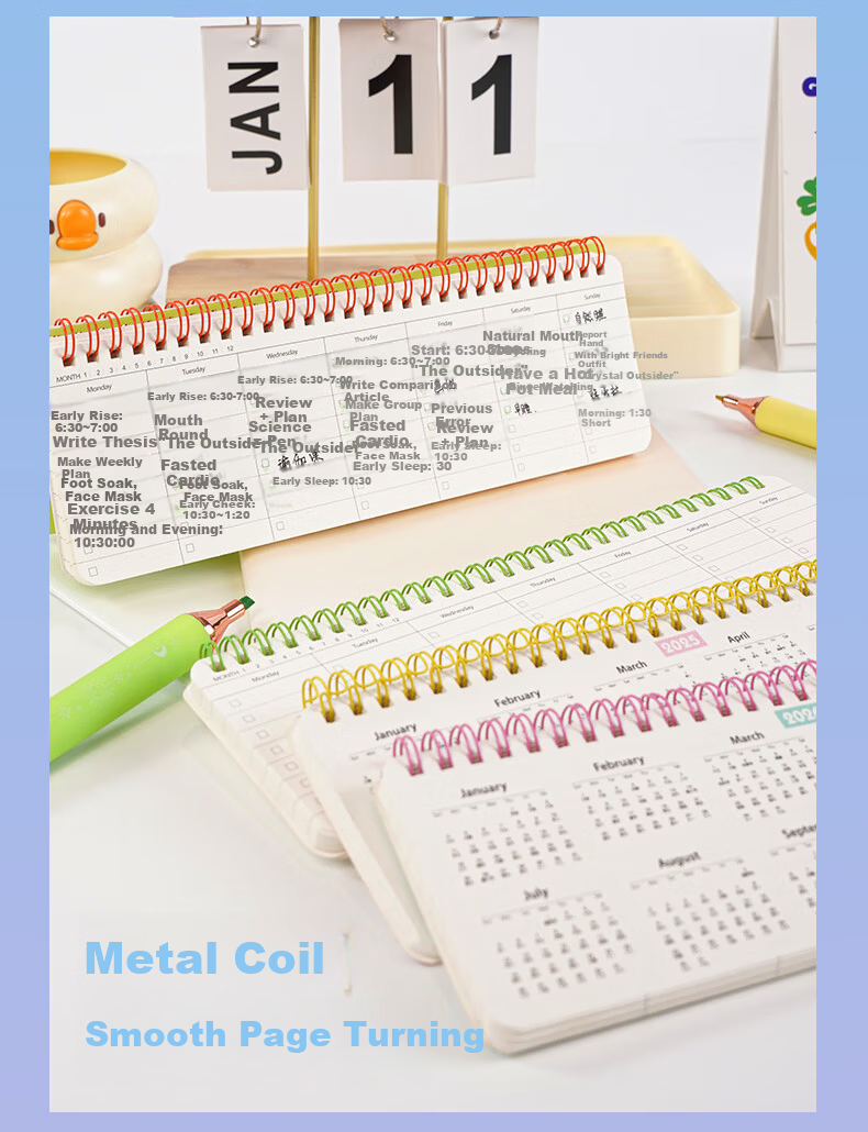 BEIFA Daily Desktop Planner High-Quality Office Study Planner Self-Discipline Check-In Schedule Baguette Weekly Planner Cream Apricot - Blank [Back to School Essential] 4