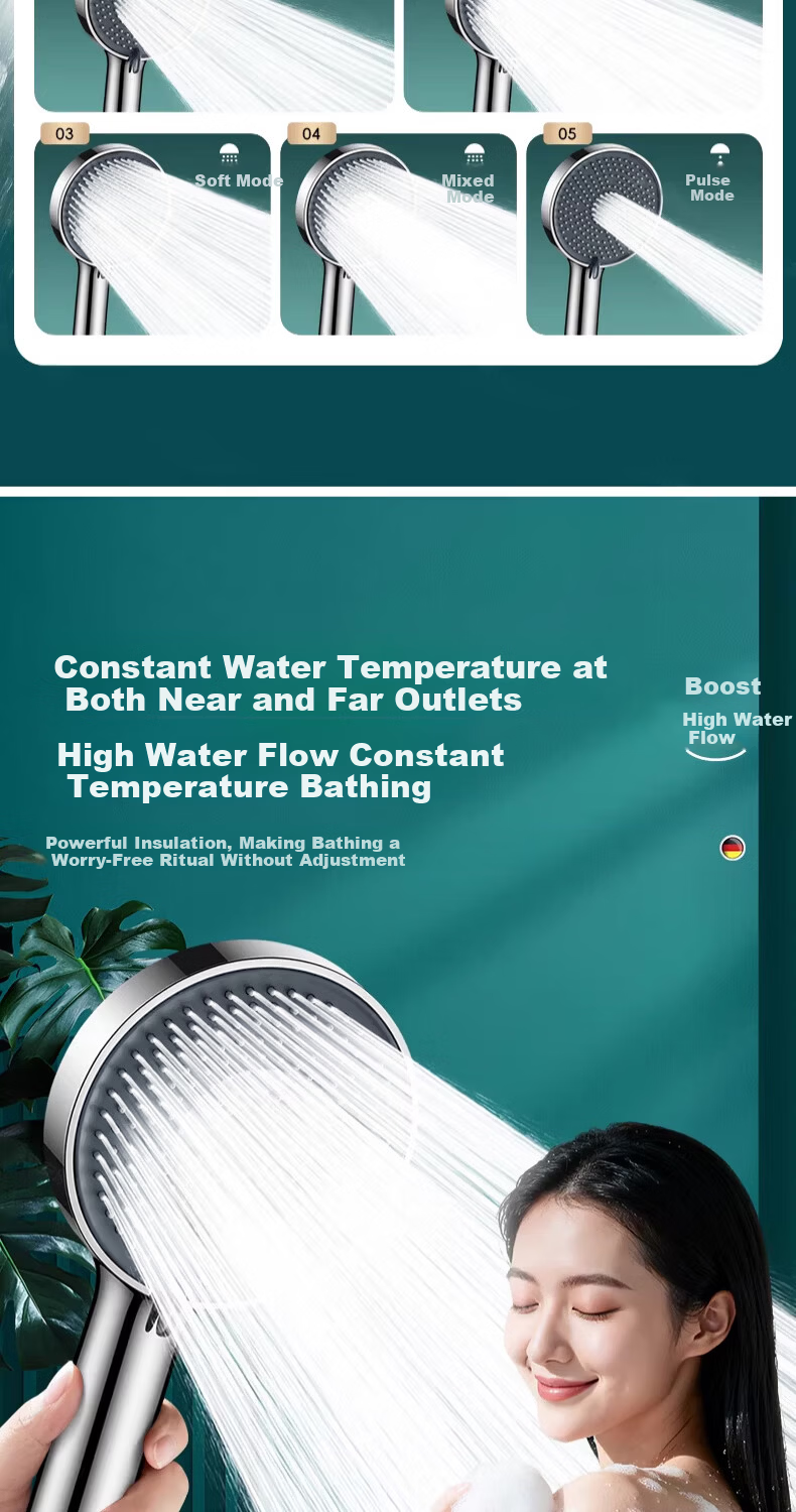 Del 28-Year Brand Pressurized Shower Head Bathroom Five-Mode CD-20 Liquid Silicone 6