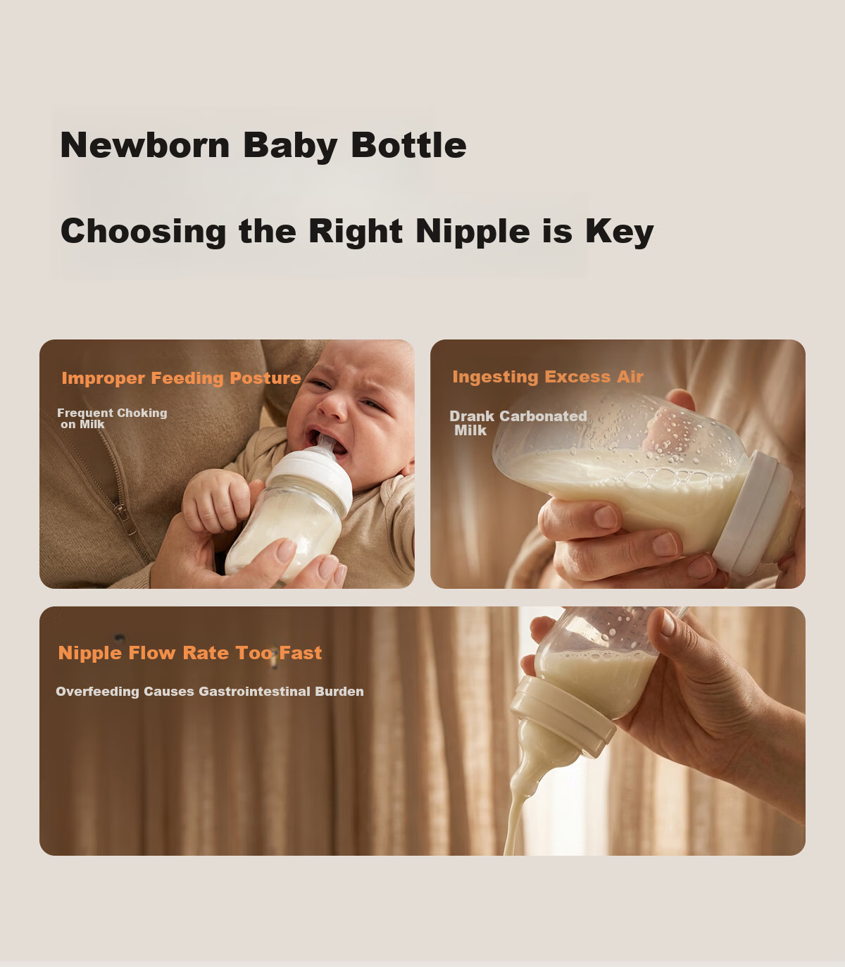 Bebebus Newborn Baby Bottle 0-1 Month Anti-Colic Glass Infant Bottle with Breast-Like Nipple 160ml 4