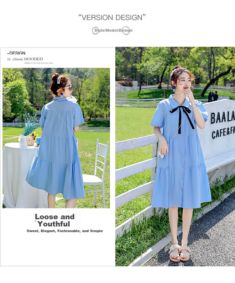 JOYNCLEON Maternity Summer Nursing Dress Short Sleeve Loose Long Dress Apricot M Jly156791 8