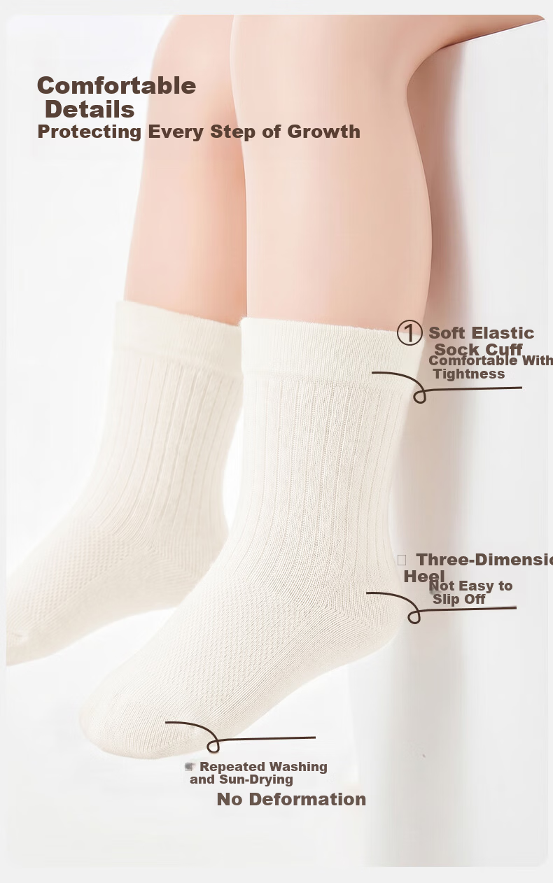 Xueqiman Kids Socks Boys Girls Summer Thin Mesh Breathable Cotton Antibacterial Odor-Resistant Sweat-Absorbing Mid-Calf Socks for Older Children Students 6