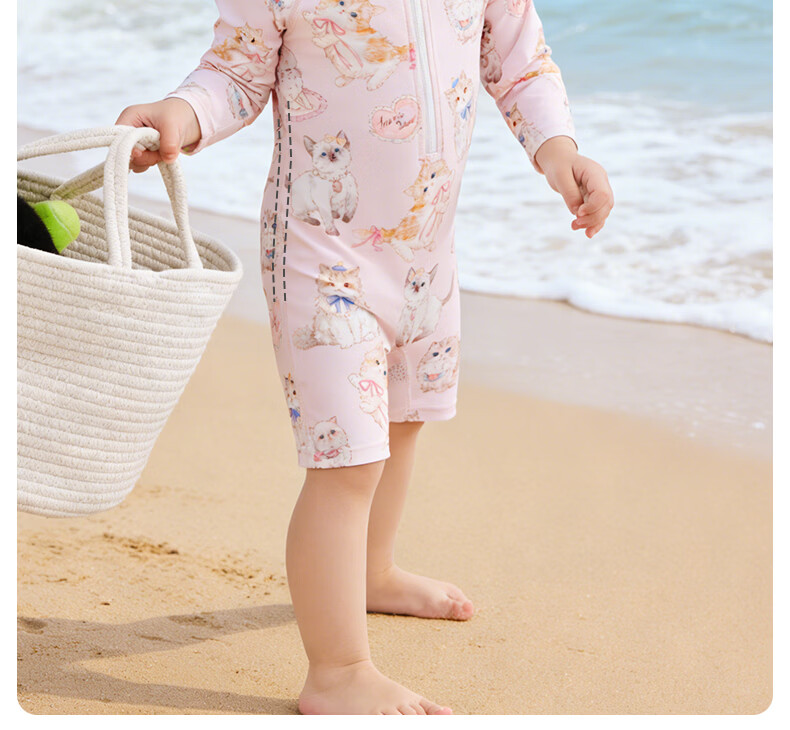 Happy Little Bear Kids Swimsuit Baby One-Piece UV Protection Quick-Dry Mid-Sleeve Swimwear Summer Outdoor 16
