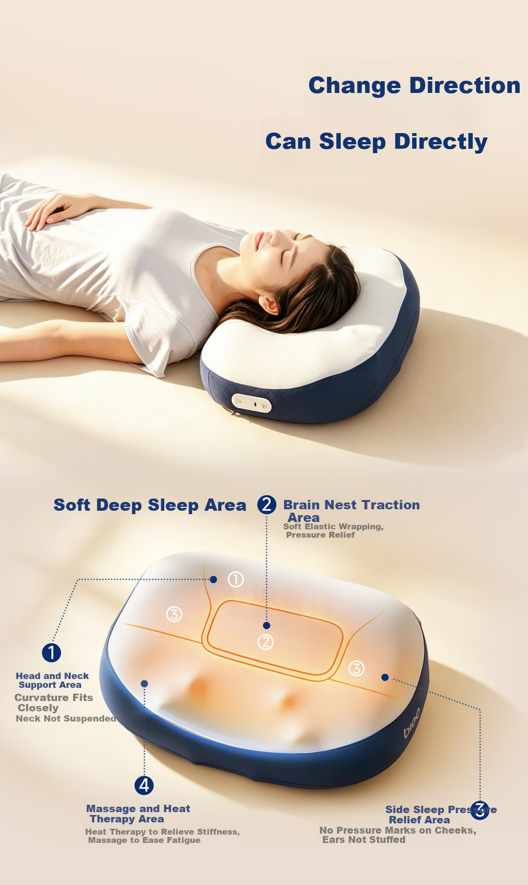 Breo PS1Lite Sleep Aid Massage Pillow [Sun Yingsha Edition] Cervical Spine Massager Shoulder and Neck Massager Trapezius Neck Sleep Aid Birthday Gift Price Guarantee 618 7