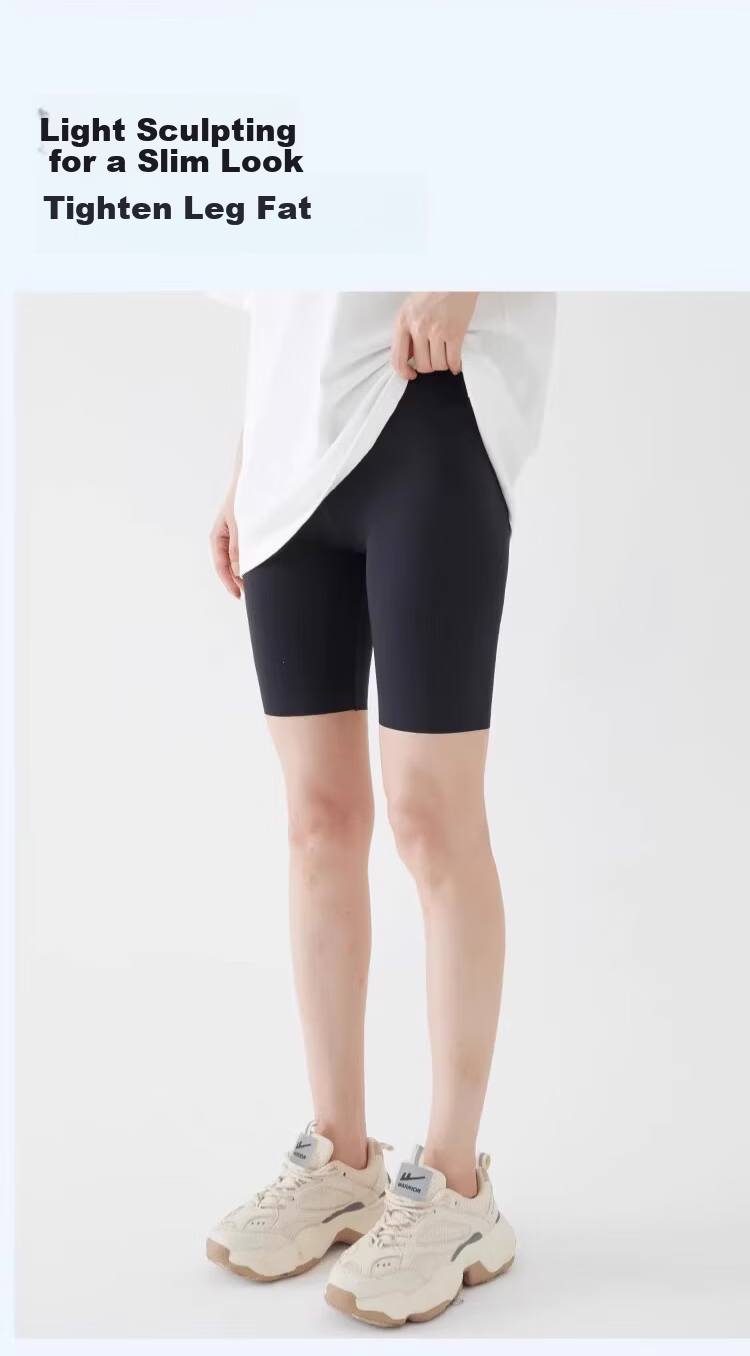 Xueqiman Women's 5-Minute Sharkskin Shorts Summer Seamless Ice Silk Ultra-Thin Fitness Plus Size Outerwear Yoga Safety Leggings Shorts 7