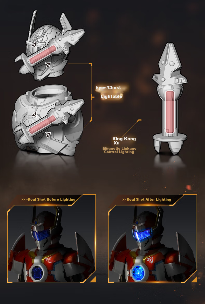 AULDEY Armor Hero Kai Ping Fei Ying Dual Form Assembly Action Figure Model, Jidian Feiying 17cm Articulated Doll 7