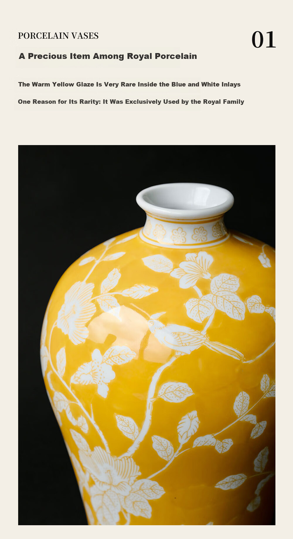 Rinoart Prosperous Yellow Orchid Fortune Ornament Entrance Living Room Flower Vase High-End Wealth Yellow 2