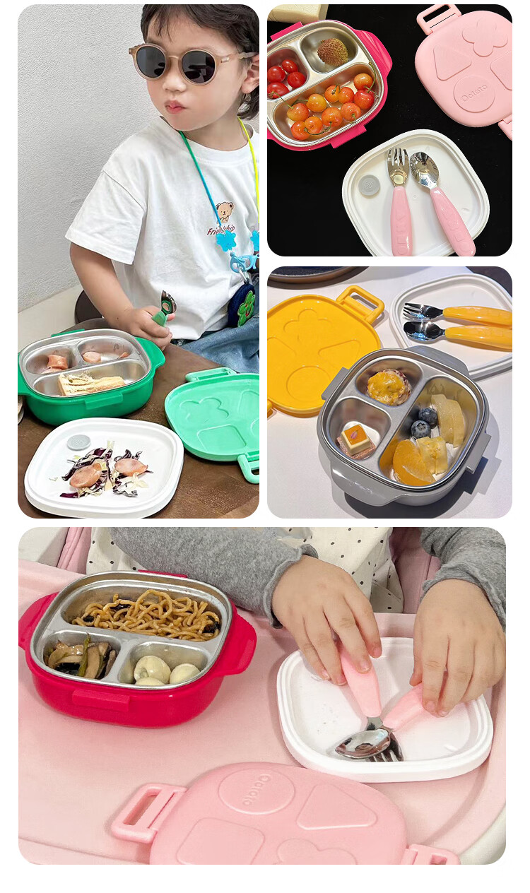 Octoto Baby Food Spoon, Children's Spoon, Infant Self-Training Fork And Spoon Set, 316L Stainless Steel Spoon And Fork Set 19