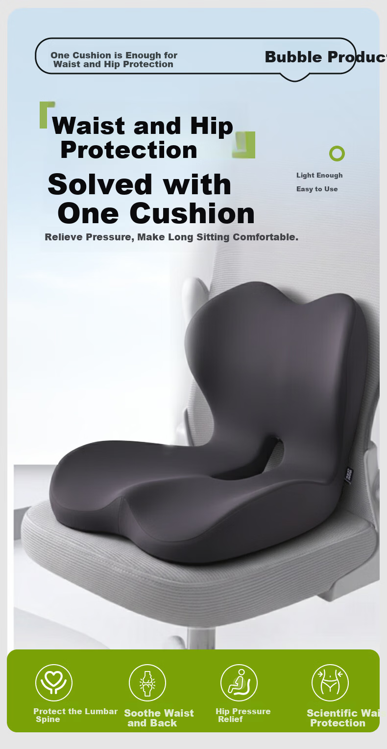 Bubble Waist Support Ergonomic Lumbar Cushion Integrated Backrest Office Chair Seat Pad Long Sitting Essential Father's Day Gift 1