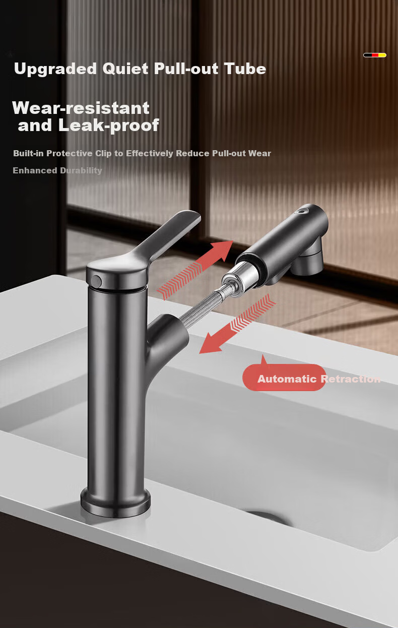 IVORPO German Basin Faucet Pull-Out Hot and Cold Bathroom Sink Tap 11