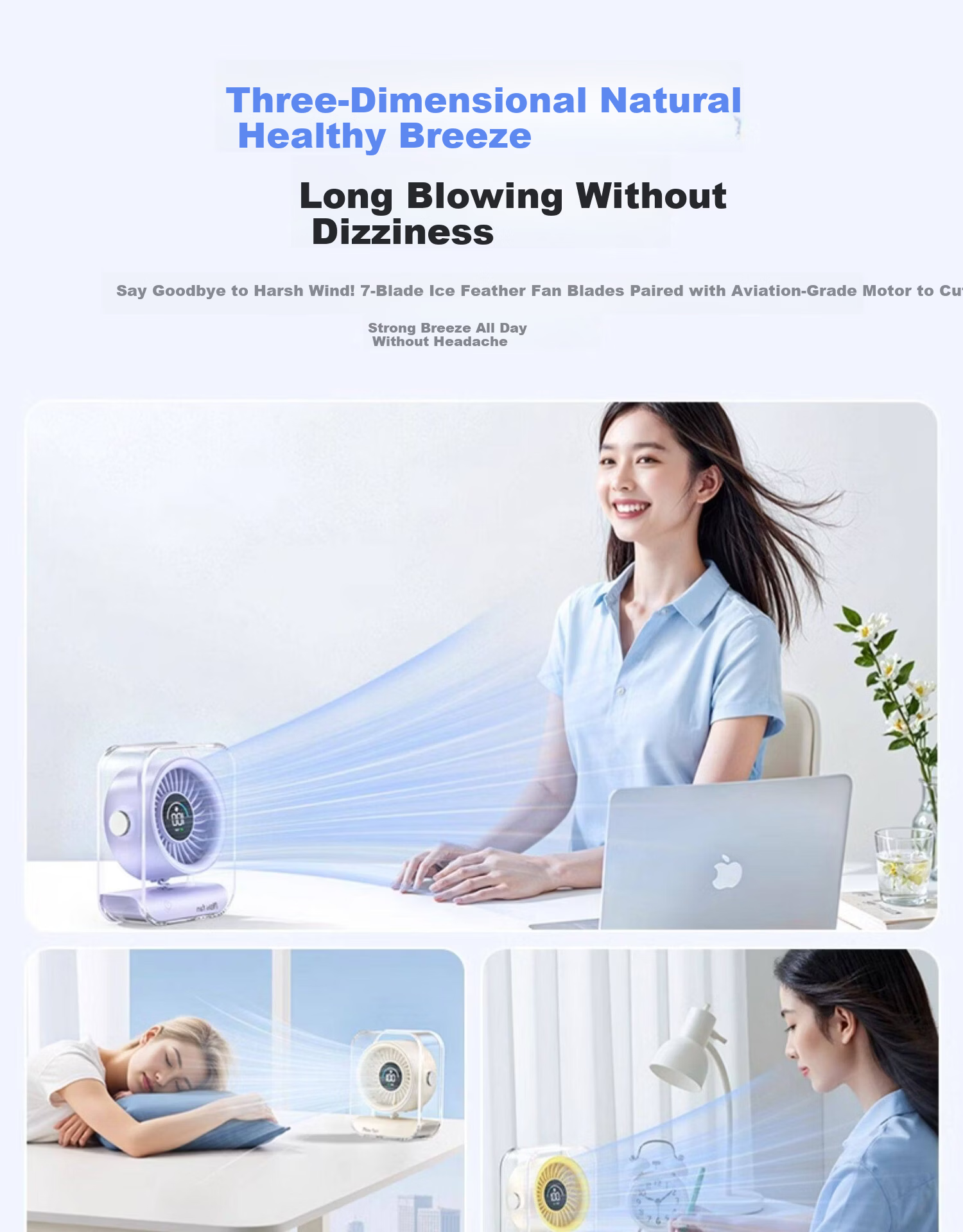 Ultra-Quiet Mini USB Desktop Fan for Office, Dormitory, Outdoor Camping - Portable Table Floating Air Cooler (Plug-in Black) 15