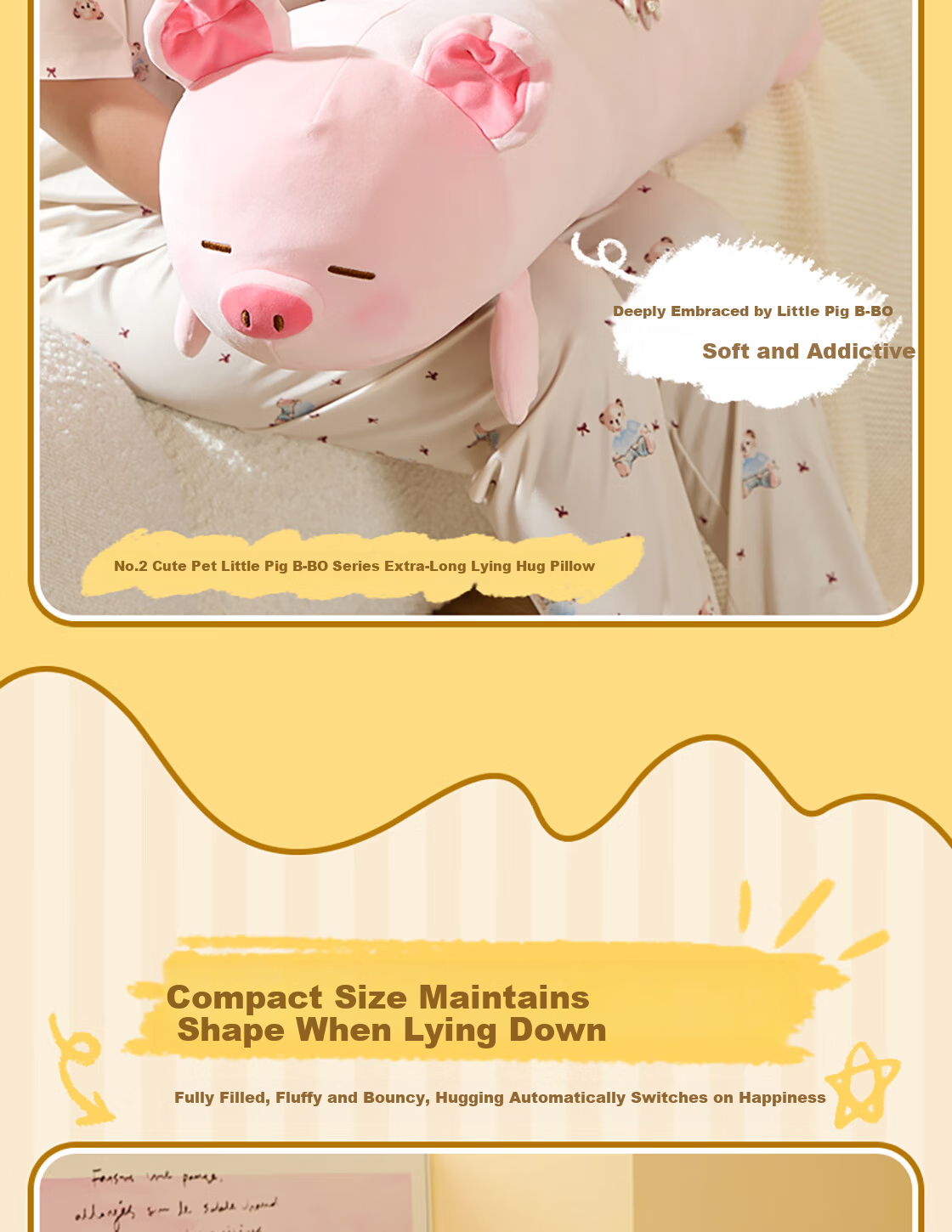 MINISO Gift Bear Series - Lying Pose Hug Pillow Bed Backrest Side Sleep Leg Hugging Doll Pillow Cushion Sofa Lumbar Pillow 4