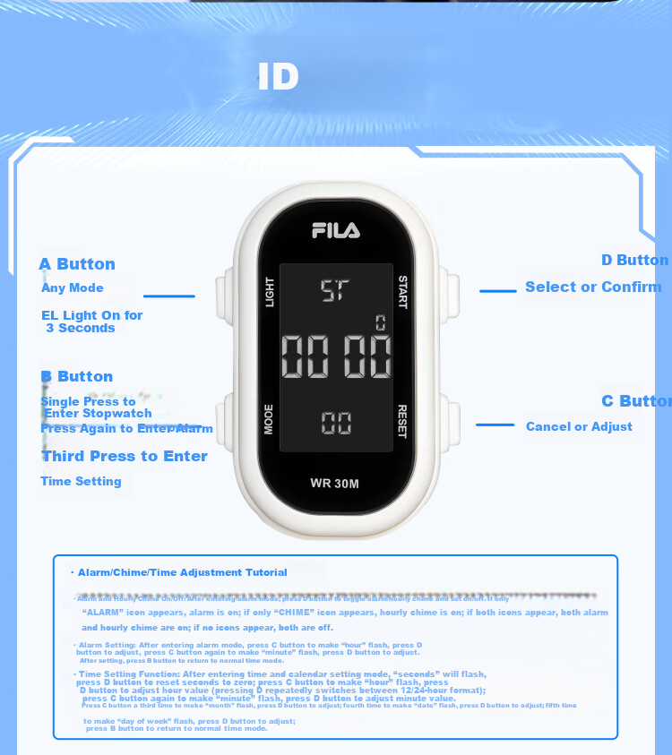 FILA Digital Watch for Men and Women, Student Watch for Middle and High School Students, Birthday Gift, Children's Electronic Wristband 6902-004 4