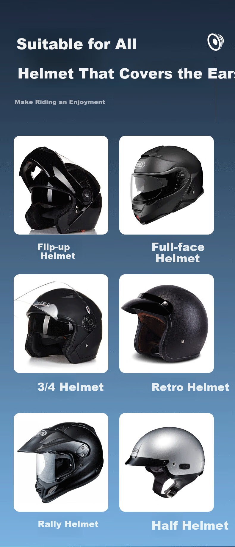 Hengjiang BT30 Built-in Integrated Helmet Bluetooth Headset Full Helmet Half Helmet Waterproof Long Battery Life [Universal for Winter and Summer Helmets] 11
