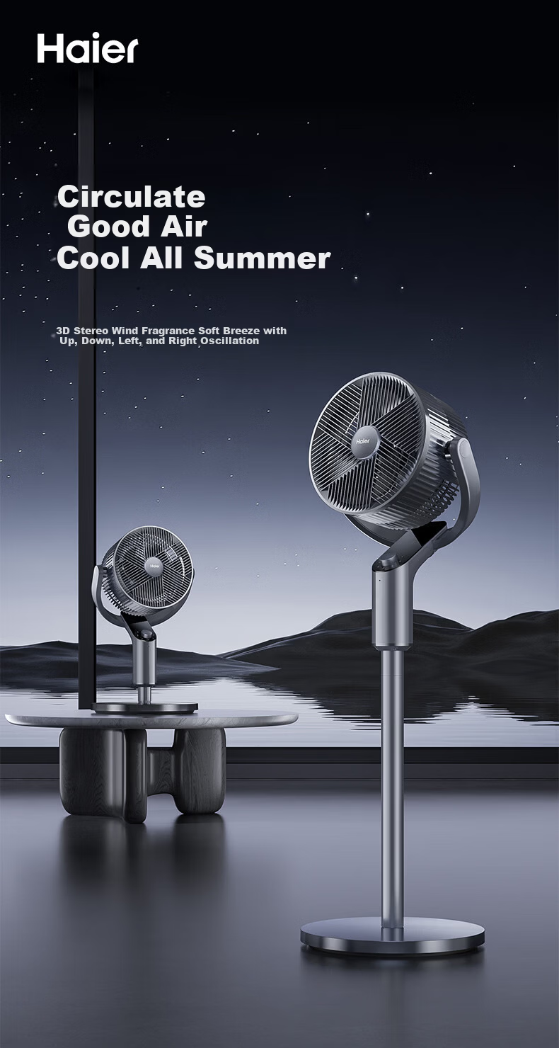 Haier Air Circulation Fan Floor Standing Electric Fan JD Self-operated Silent Bedroom Circulation Fan Home Table and Floor Fan Turbo Ventilation Fan HFX-J2365A 5