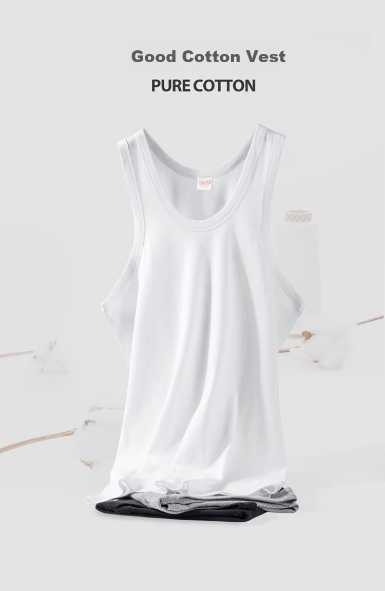 Langsha Men's 100% Cotton Vest Comfortable Soft Breathable Sports Fitness Ribbed Sleeveless Summer Top 5